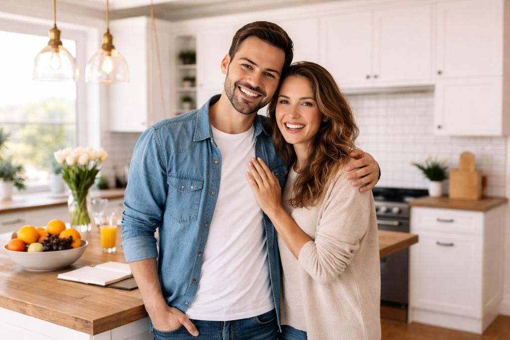 An image of happy home owners in a home bolt structures designed